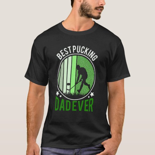 Best Pucking Dad Ever Retro Ice Hockey Coach On Fa T-shirt (Voorkant)