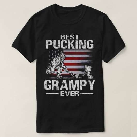 Best Pucking GRAMPY Ever Hockey US Flag Vader's D T-shirt (Design voorkant)