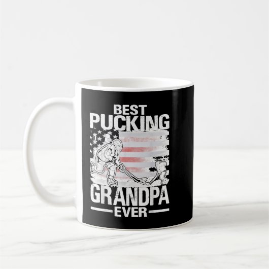 Best Pucking Grandpa Ever Hockey Vaderdag Gift Koffiemok (Links)