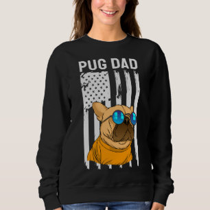 Best Pug Dad Oover American Flag Sunbril Cute Pu Trui