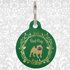 Best Pug Day Special Design on Green Huisdierpenning