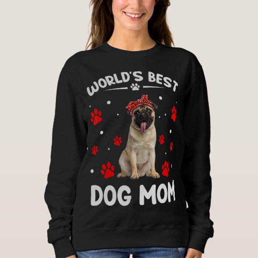 Best Pug Dog Mam Funny Moederdag ter wereld Trui (Voorkant)