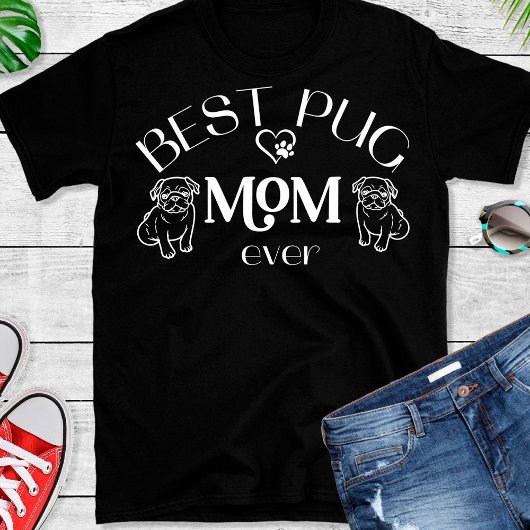 Best Pug Mam Heart Dog Paw T-Shirt