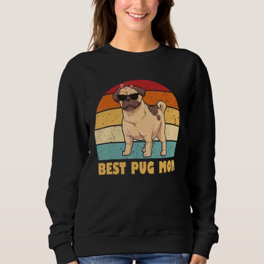 Best Pug Mama Women's Pug Cool Retro Ma D Trui (Voorkant)
