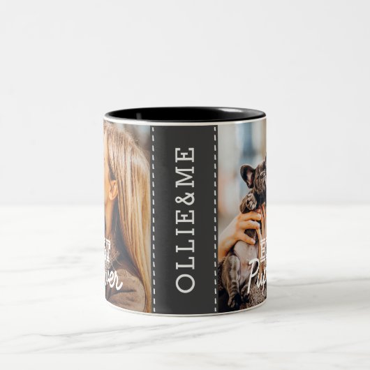 Best Pup Ever Moderne Cool Stitch Pet Puppy Photo Tweekleurige Koffiemok (Center)