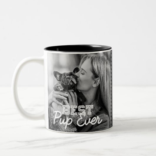 Best Pup Ever Moderne Cool Stitch Pet Puppy Photo Tweekleurige Koffiemok (Links)