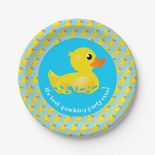 'Best Quacking Party Ever' Cute Yellow Rubber Duck Papieren Bordje (Voorkant)