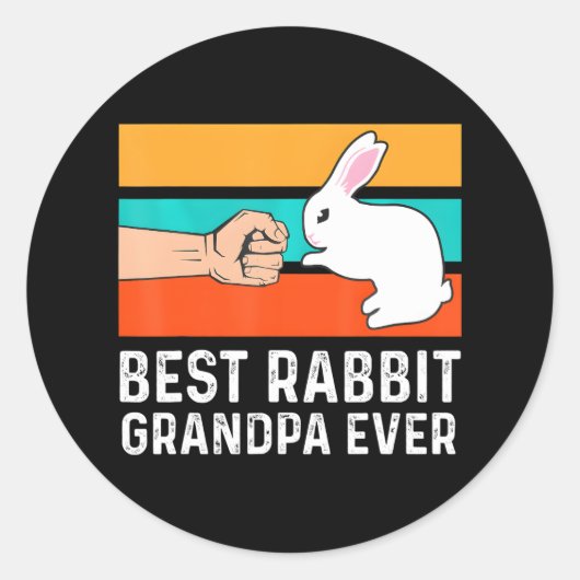 Best Rabbit Grandpa Ever Fist Bump Cute Bunny Ronde Sticker (Voorkant)