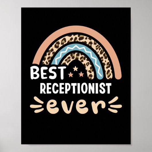 Best Receptionist ever Leopard Rainbow Gift Mom Poster (Voorkant)