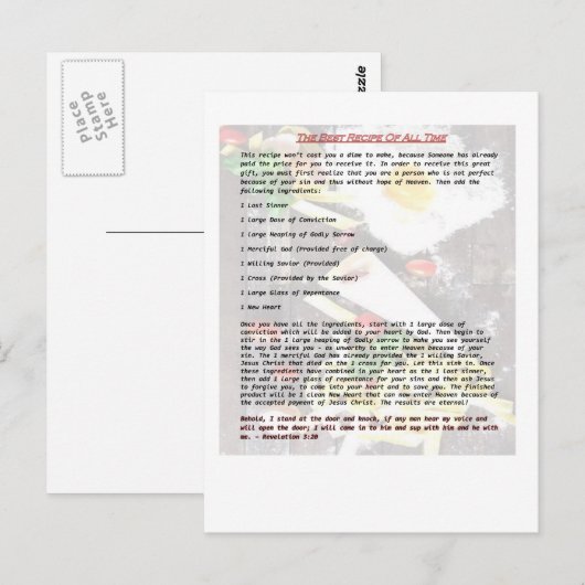 Best Recipe of All Time - Gospel Tract Briefkaart (Voorkant / Achterkant)