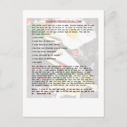 Best Recipe of All Time - Gospel Tract Briefkaart (Voorkant)