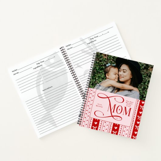 Best Recipes Mom Photo Coquette Stripes Pattern Notitieboek (Binnen)