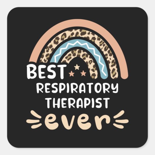 Best Respiratory Therapist ever Leopard Rainbow Gi Vierkante Sticker (Voorkant)