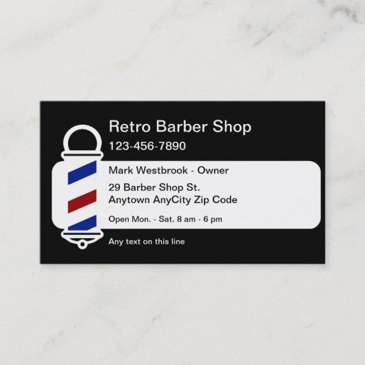 Best Retro Barber Shop Visitekaartjes (Voorkant)