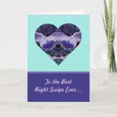 Best Right Swipe Paarse Waterverf Heart Valentijn Kaart (Voorkant)