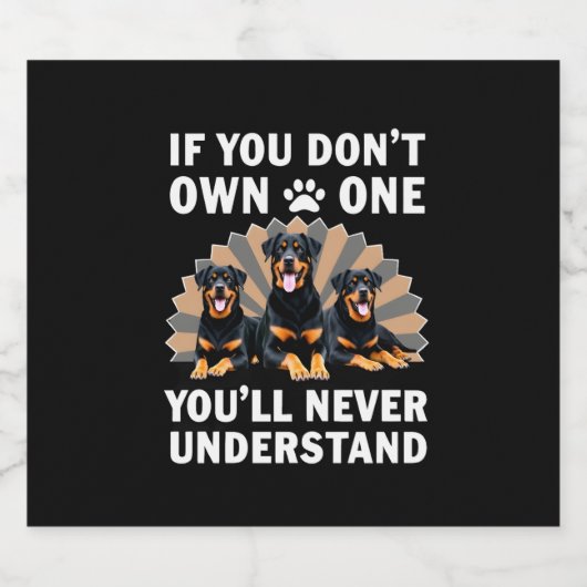 Best Rottweiler Art For Men Women Kids Rottie Rott Sparkling Wijnetiket (Enkel label)
