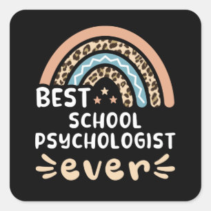 Best School Psycholoog ooit Leopard Rainbow Gift Vierkante Sticker