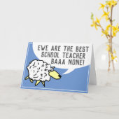 Best School Teacher Bar Geen - Sheep Pun Kaart (Gele Bloem)