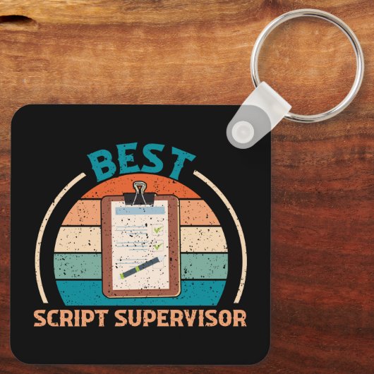 Best Script Supervisor - Retro Style Sleutelhanger (Achterkant)