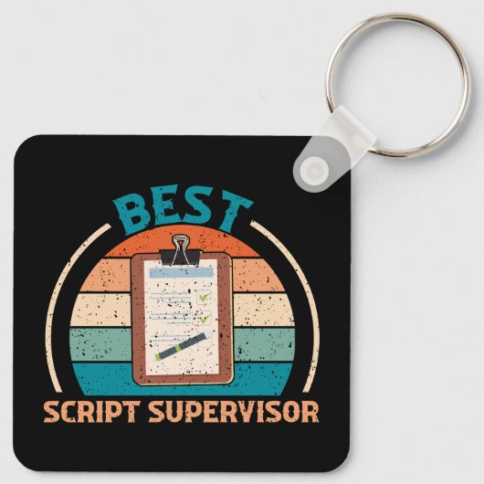 Best Script Supervisor - Retro Style Sleutelhanger (Achterkant)