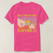 Best Sheltie Dad Ever Retro Sunset T-shirt (Design voorkant)