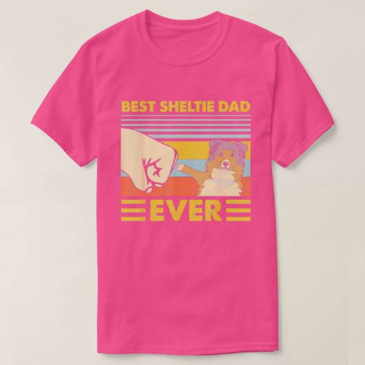 Best Sheltie Dad Ever Retro Sunset T-shirt (Design voorkant)
