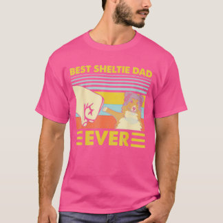 Best Sheltie Dad Ever Retro  Sunset T-shirt