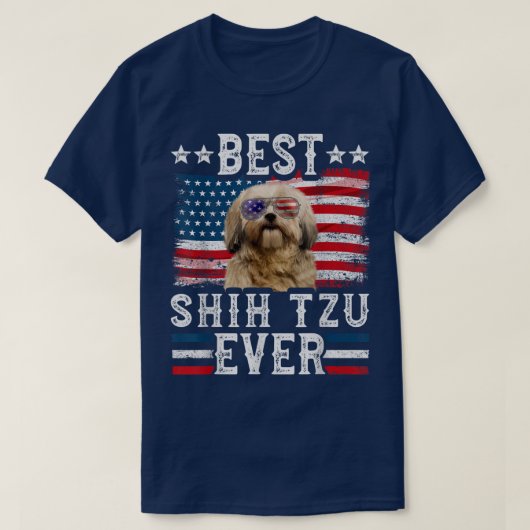 Best Shih Tzu Ever American Flag 4 juli T-shirt (Design voorkant)