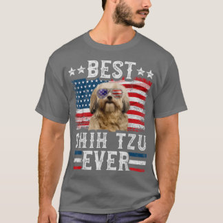 Best Shih Tzu Ever American Flag 4 juli T-shirt