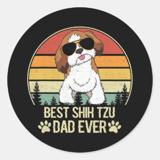 Best Shih Tzu Pap Ever  Retro Ronde Sticker
