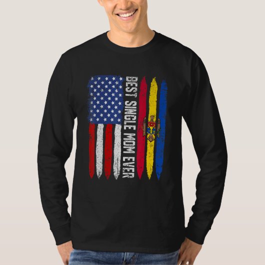 Best Single Mam ooit Moederdag Moldavië Vlag T-shirt (Voorkant)
