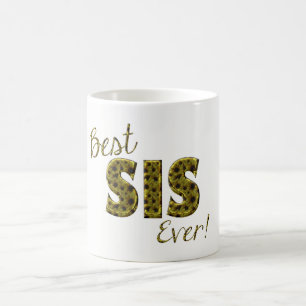 Best Sis Ever Sunflower Floral Typography Zister Koffiemok