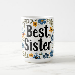 "Best Sister" Bloemenkrans Koffiemok