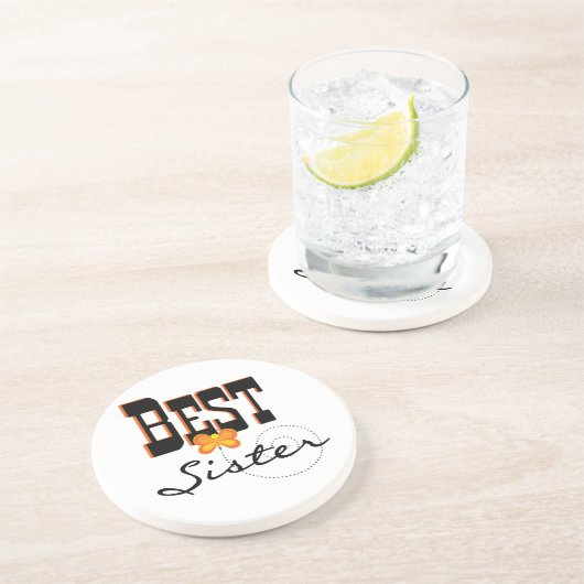 Best Sister Butterfly Gifts Zandsteen Onderzetter (Zijkant)