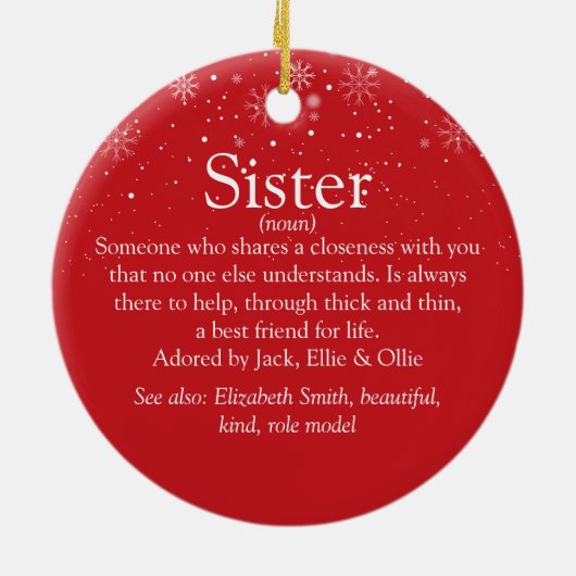 Best Sister Definition Photo voor kerstwereld Keramisch Ornament (Achterkant)