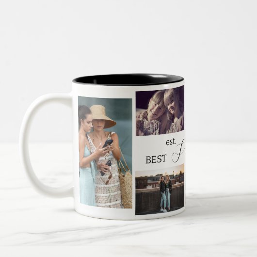 Best Sister Ever – 8 Photo Collage Mug Tweekleurige Koffiemok (Links)