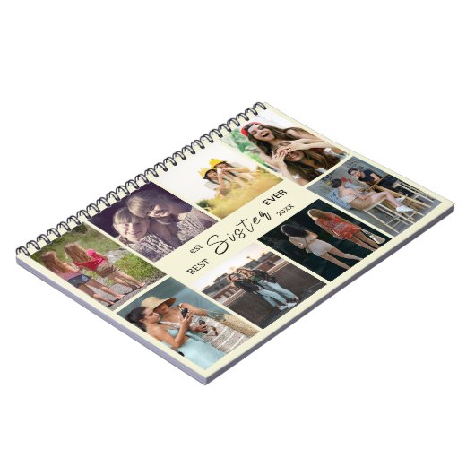 Best Sister Ever – 8 Photo Collage Notebook Notitieboek (Linkerzijde)