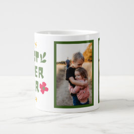 'Best Sister Ever' Geel Groen modern illustratief Grote Koffiekop