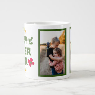 'Best Sister Ever' Geel Groen modern illustratief Grote Koffiekop