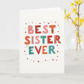Best Sister Ever Hearts Dots Card Kaart (Gele Bloem)
