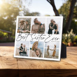 'Best Sister Ever' Keepsake Photo Collage Fotoplaat<br><div class="desc">Let your sister know how much she means to you with this keepsake gift photo collage plaque. Design features 6 of your favorite pictures of you and your sister,  script text that reads 'Best Sister Ever' and name/s. Perfect gift for your sibling for Christmas,  Birthdays or Just because... !</div>