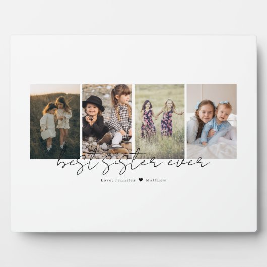 Best Sister Ever Modern Script 4 Photos Collage Fotoplaat (Voorkant)