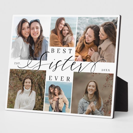Best Sister Ever Script Photo Collage Keepsake Fotoplaat (Zijkant)