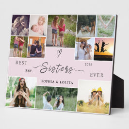 Best Sisters Ever – Custom 12-Photo Collage Gift Fotoplaat