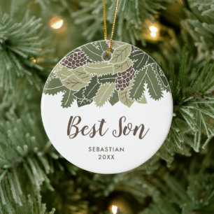 Best Son Personalized Rustic Gift for Son-in-law Keramisch Ornament