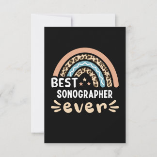 Best Sonographer ever Leopard Rainbow Gift Mom Kaart