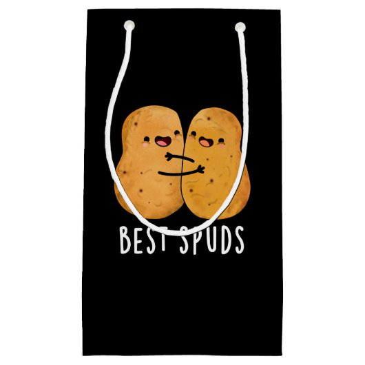 Best Spuds Funny Best Buddies Potato Pun Dark BG Klein Cadeauzakje (Voorkant)
