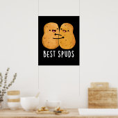 Best Spuds Funny Best Buddies Potato Pun Dark BG Poster (Keuken)