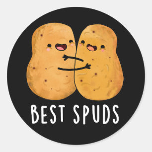 Best Spuds Funny Best Buddies Potato Pun Dark BG Ronde Sticker