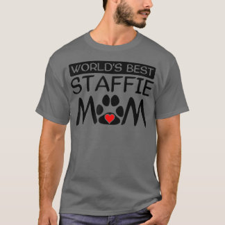 Best Staffie Mam Dog Owner Paw Print T-shirt